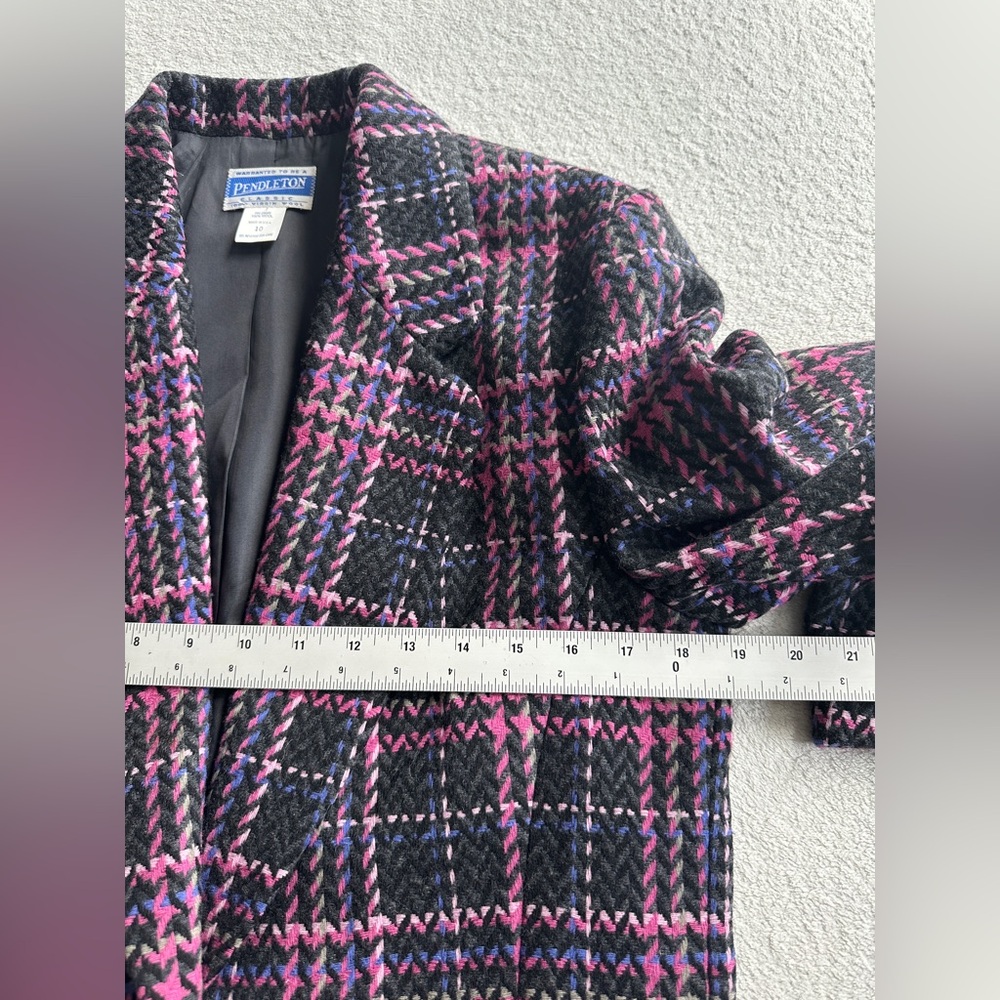Pendleton Women’s Wool Checkered Jacket Blazer size 10 USA Made pink black plaid - Picture 8 of 12